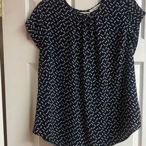 Elegant Navy and White Polka Dot Blouse